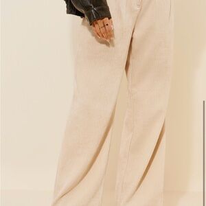 Rumored Cream Wide Leg Corduroy Trousers